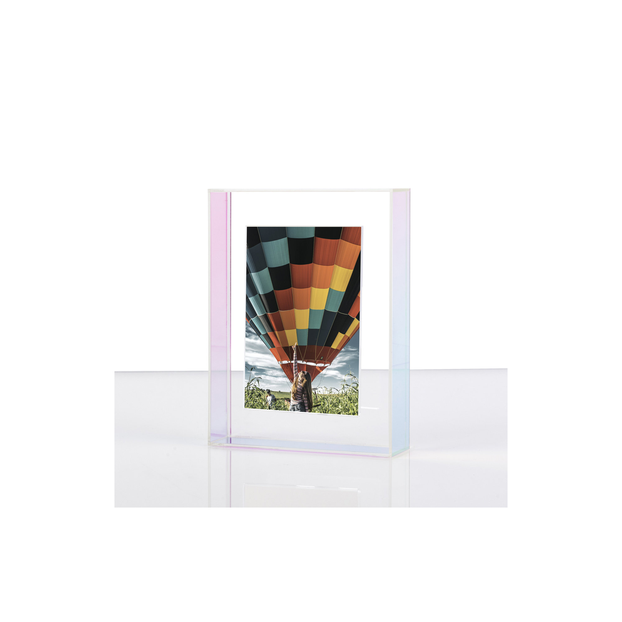 Float Frame for Tabletop or Wall with Magnetic Photo Holder, Rainbow, 5" x 7"