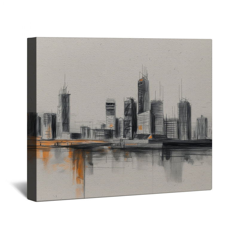 Toile de style urbain avec croquis urbain, 32 po x 32 po