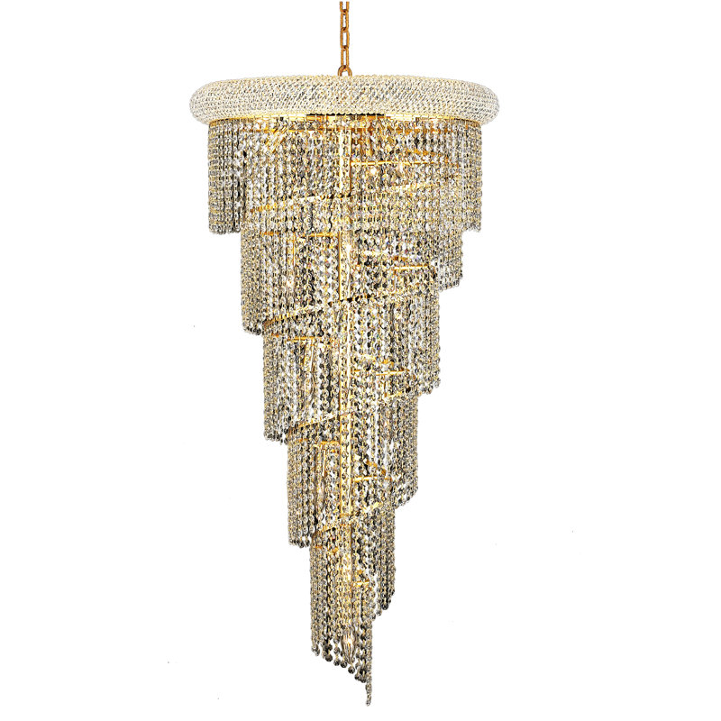 Lustre spectaculaire à 18 niveaux avec accents en cristal Sterns, Or