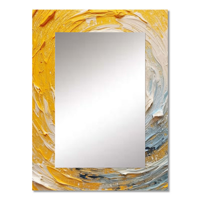 Yellow Cream Spiral Harmony - Abstract Spirals Decorative Wall Mirror, Modern Mirror, Printed Metal Art