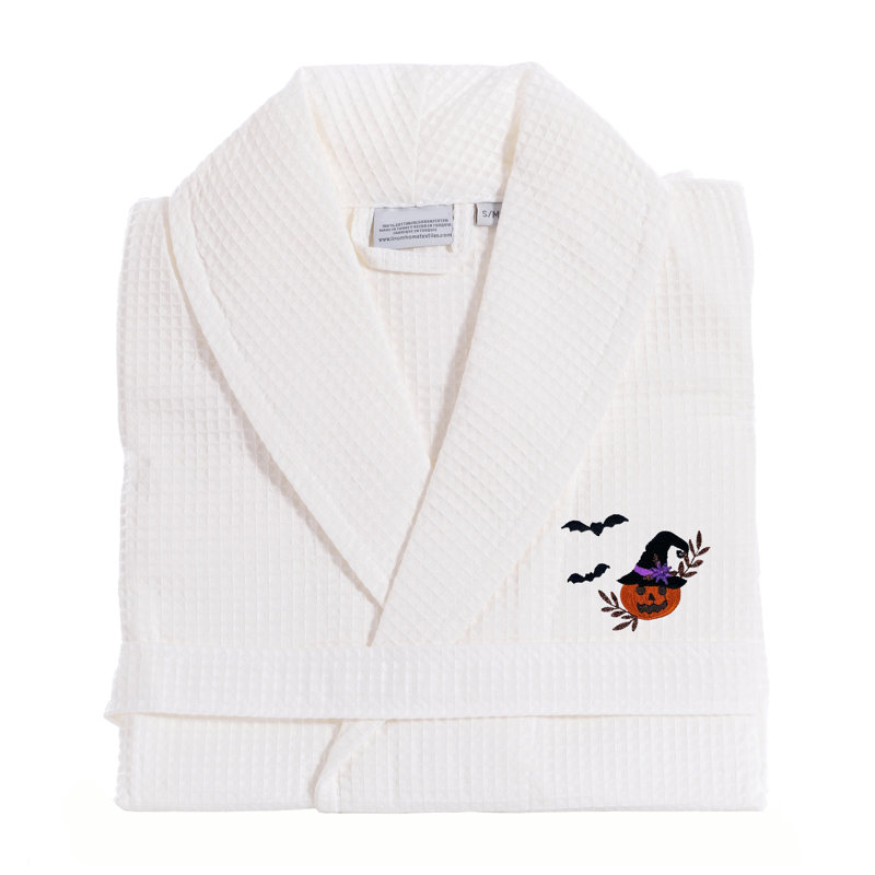 Peignoir brodé The Holiday Aisle® 100% coton unisexe gaufré, TG