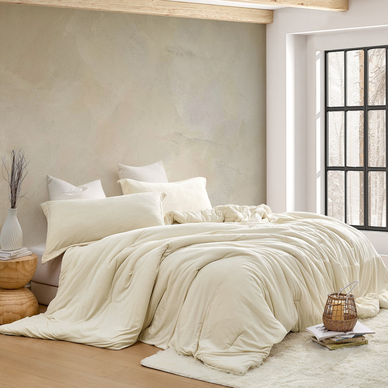 Love Thick - So Smooth Coma Inducer Oversized Comforter Set - Custard Cream, Queen Comforter + 2 Standard Pillow Shams