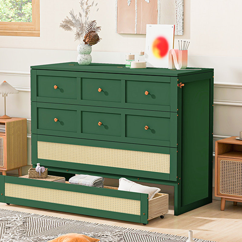 Lit escamotable avec grands tiroirs Murphy, Vert