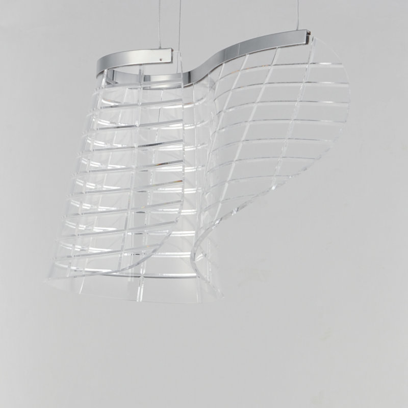 Tartan-Single Pendant, Polished Chrome