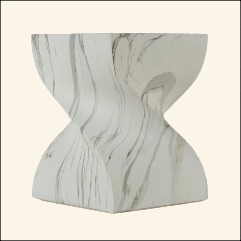 Tables de bout d'extérieur pour le patio, table d'appoint de jardin en faux terrazzo, petite table d'appoint ronde moderne pour l'extérieur, tabouret de jardin en souche d'arbre pour l'intérieur et l'extérieur