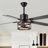 52 Inch Farmhouse Caged Ceiling Fan With Light And Remote, 6 Speeds Reversible DC Motor Chandelier Ceiling Fan For Living Room