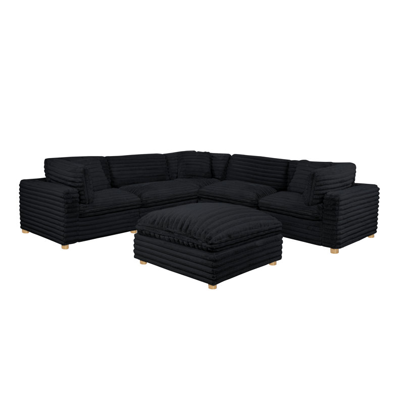 Ensemble modulaire 6 pièces en velours côtelé, Noir