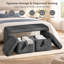 3 Piece Upholstered Storage Bench Set with 2 Ottoman Stools End of Bed Bench with Storage Boxes Beige-1142898572