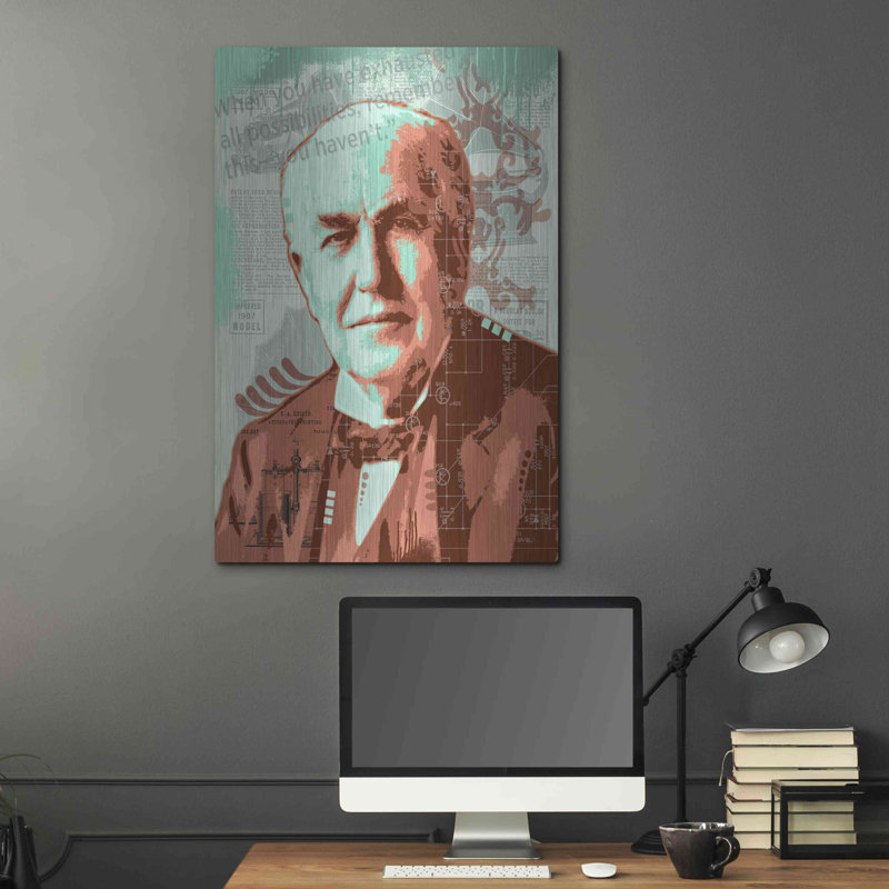Hokku Designs 'Edison' by Dean Russo, Metal Wall Art, 24"x36"