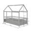 Lit simple en bois avec structure de toit de maison, garde-corps de clôture-28955806-28955805