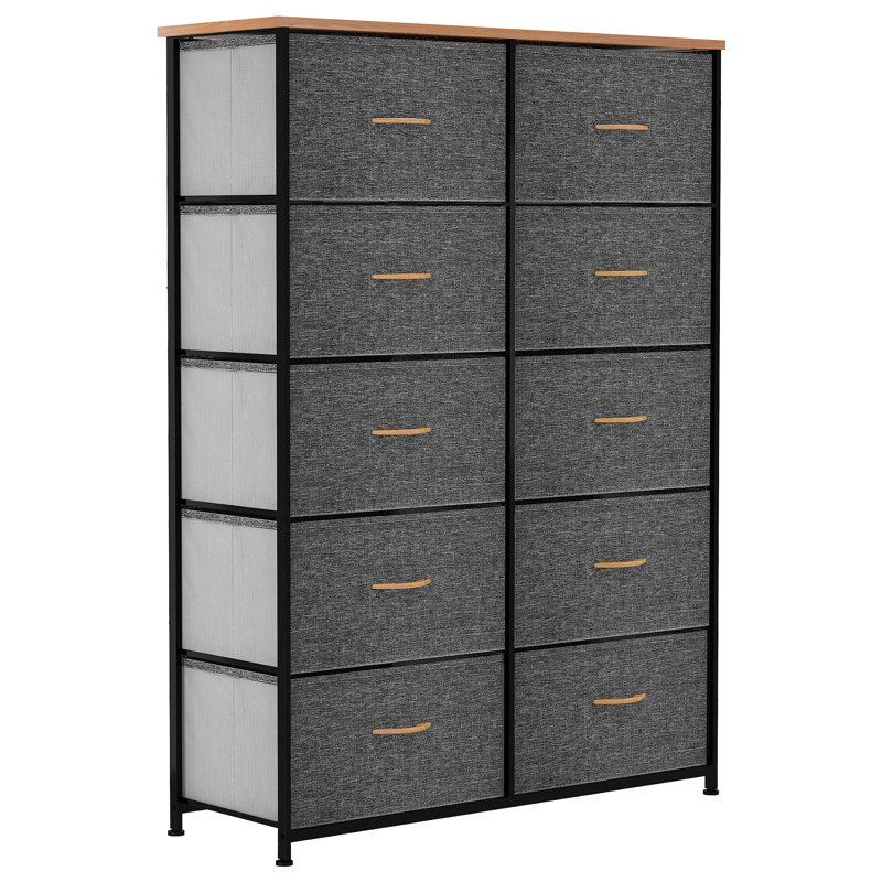 Lounes 10 - Drawer Chest of Drawers，86cm W Bedroom Drawers, Dark Grey