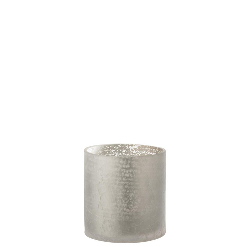 Cozy 3 Piece Glass Tabletop Hurricane Set, 12cm H x 12cm W x 12cm D, Grey