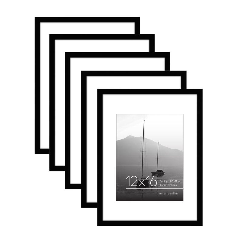 Cadres muraux avec passe-partout Gallery, 12 po x 16 po avec passe-partout pour 8,5 po x 11, Noir