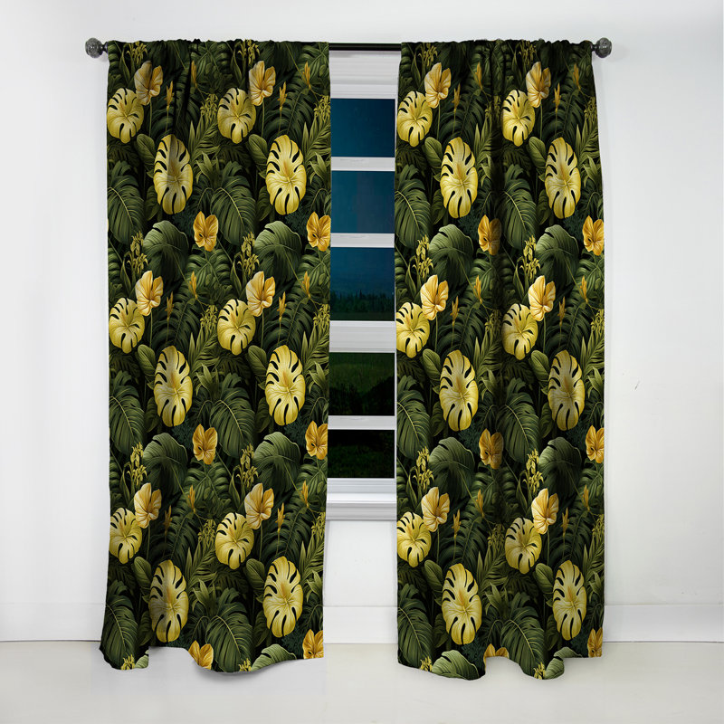 Monstera - motif tropical magique I - Rideau floral - Rideau occultant floral - 1 panneau, L 52 po x L 108 po
