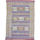 One-of-a-Kind Rectangle 6'9'' X 8'5'' 1990s Wool Area Rug Blue/Gold/Orange