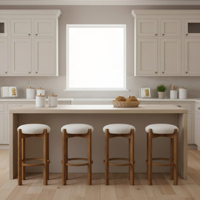Set Of 4 Indoor Wooden Upholstered Barstool For Modern Spaces