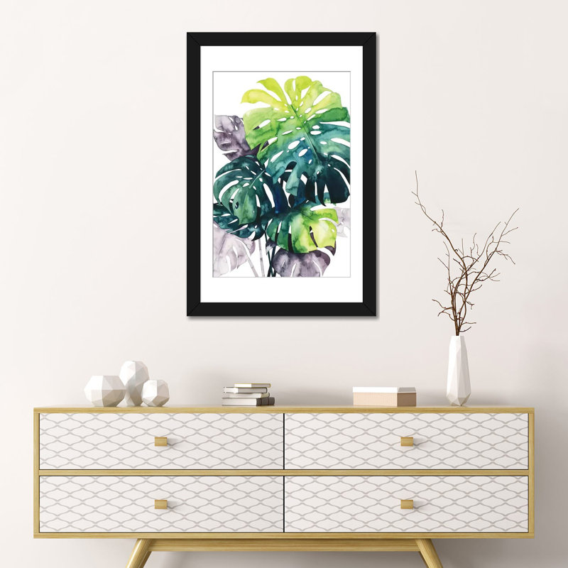 «Twilight Palms IV», impression sur toile, H 24 po x l 16 po x P 1 po, Papier d'art encadré noir, Blanc