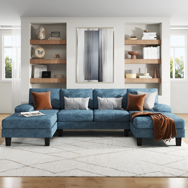 Arbelaez 3 - Piece U-Shape Upholstered Sectional Sofa, Blue