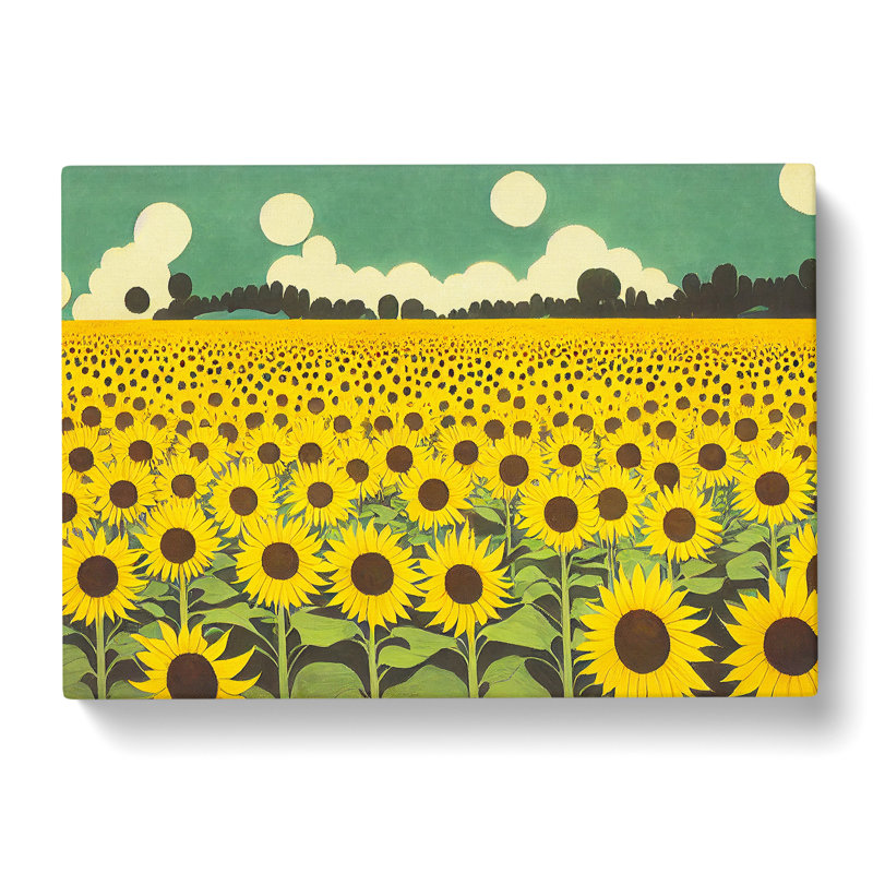 Magnificent Sunflower Field - Wrapped Canvas Print, 50cm H x 76cm W x 3cm D