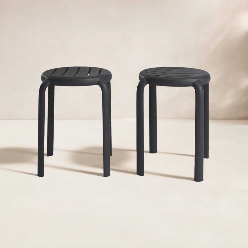 Aragons Stacking Patio Dining Side Chair, Black