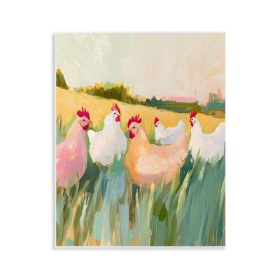 Sunlit Flock of Chickens Wall Plaque, design by The Prints Vibe