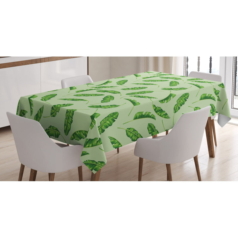 Jungle Tablecloth, 84" x 60", Green White Floral