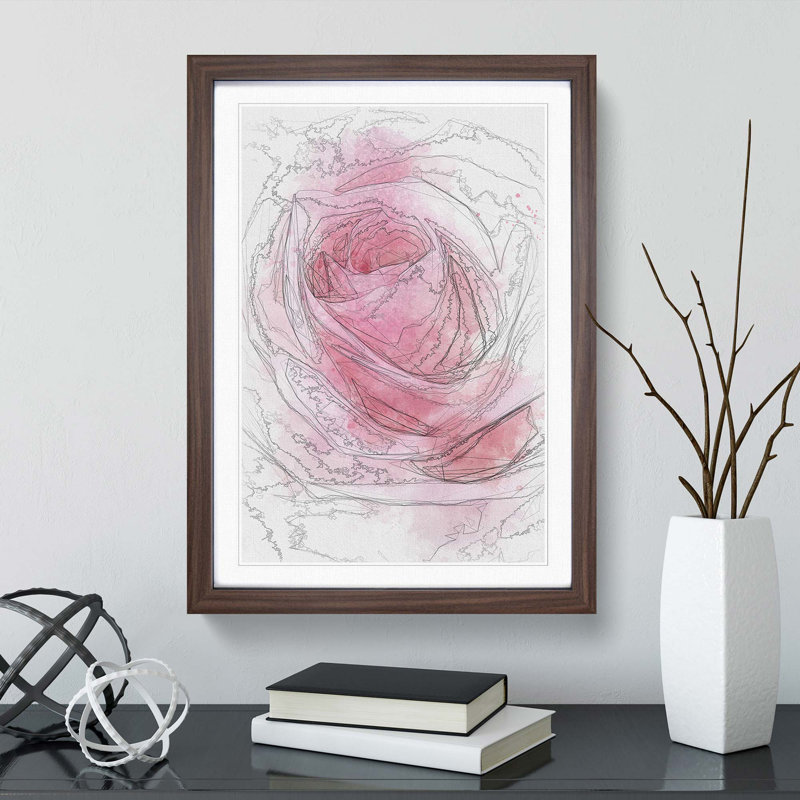 Pink Rose Petals - Framed Print, 76cm H x 50cm W x 2cm D, Walnut