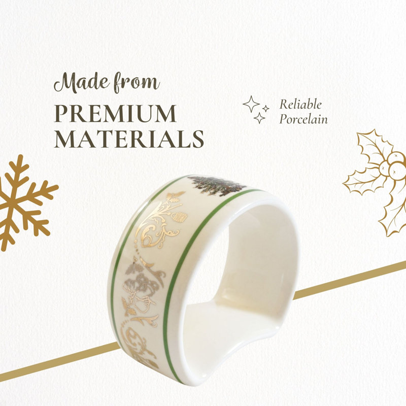 Spode Christmas Tree Gold Napkin Rings 2.75"