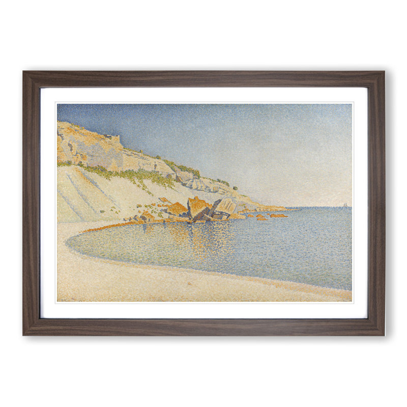 Cassis Cap Lombard Opus by Paul Signac - Picture Frame Painting, Walnut Framed, 27cm H x 36cm W x 2cm D