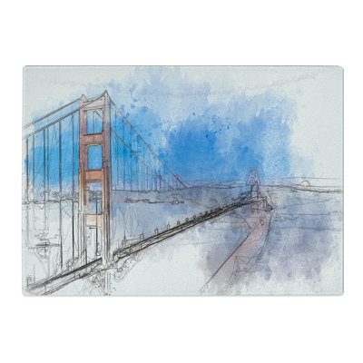 Tempered Glass Golden Gate Suspension Bridge Chopping Board