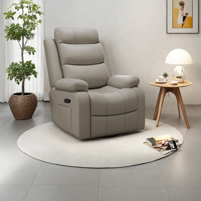 Fauteuil inclinable ergonomique et confortable, Light Grey Faux Leather