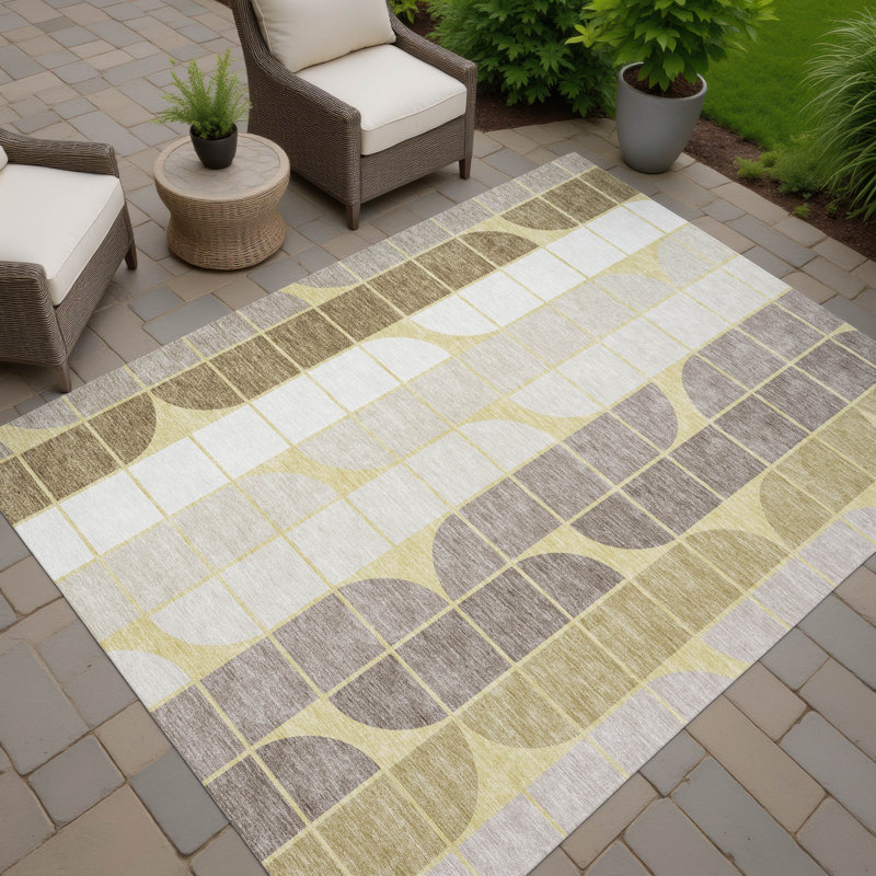 Machine Washable Indoor/Outdoor Lockway ACN2418 Mid-Century Modern Rug, Rectangle 8' x 10'