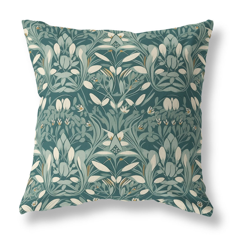 Coussin Petal, H 16 po x l 16 po, Blanc / vert