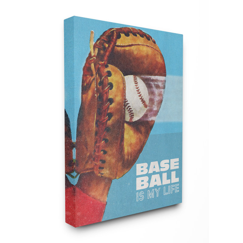 « baseball is my life-red blue sports », impression, Toile tendue, H 16 po x l 20 po x P 1,5 po