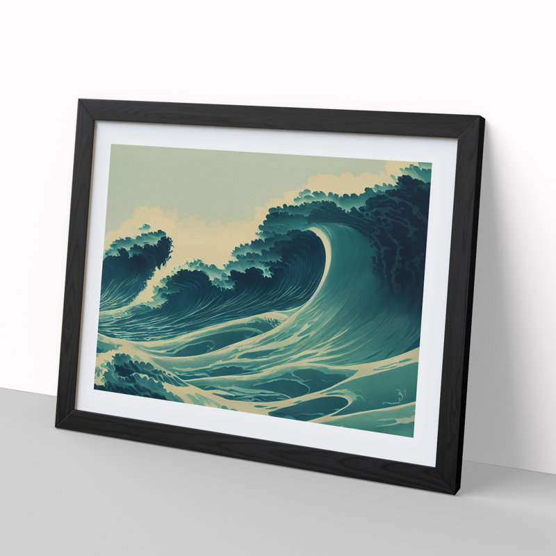 Glowing Japanese Wave - Framed Print