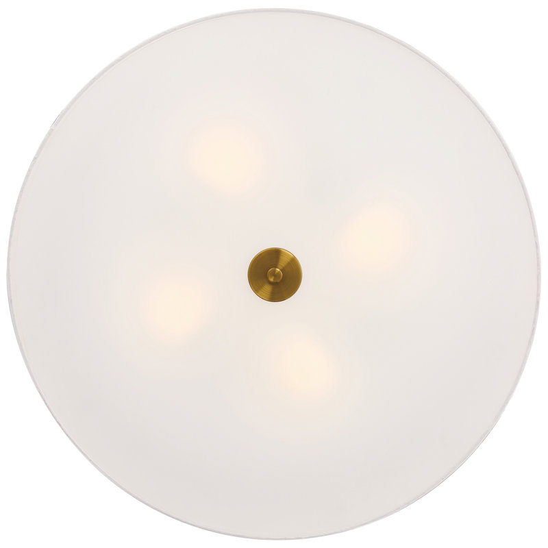 Laylanna Linen Flush Mount, Antique Brushed Brass, 5.5" H x 24" W x 24" D