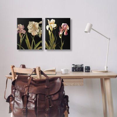 Ensemble de 2 impressions sur toile Blooming Purple Iris White Lily par Samantha Carter