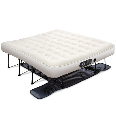 Ivation EZ-Bed King - Air Mattress with Frame & Rolling Case, Deflate Defender™, Dual Auto Pump, Durable Dual-Layer Air Bed for Guests & Travel