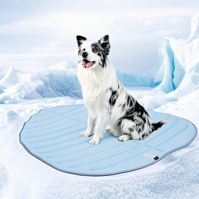 Vagascape No-Gel Self-Cooling Pet Mat for Dogs & Cats, Breathable Washable Crate Bed, Large，Philodendron Blue