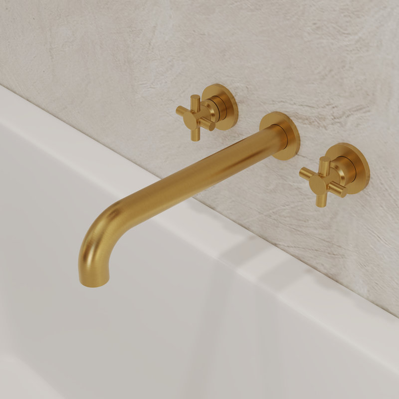 Robinet de baignoire romaine à deux poignées et robinet à deux poignées, Or brossé