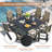 8-Person Patio Dining Set with 59" Square Table and Umbrella Hole + 8 Swivel Chairs-1696255963