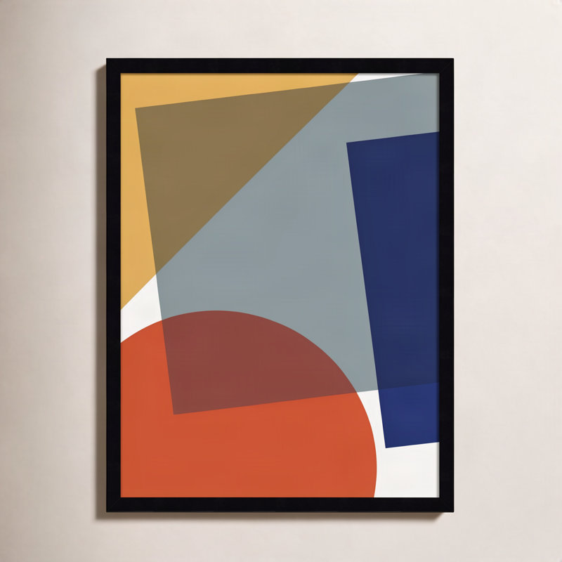 Layered Shapes in Bright Colors - Impression sur cadre photo, Cadre noir, H 25 po x l 19 po x P 1 po
