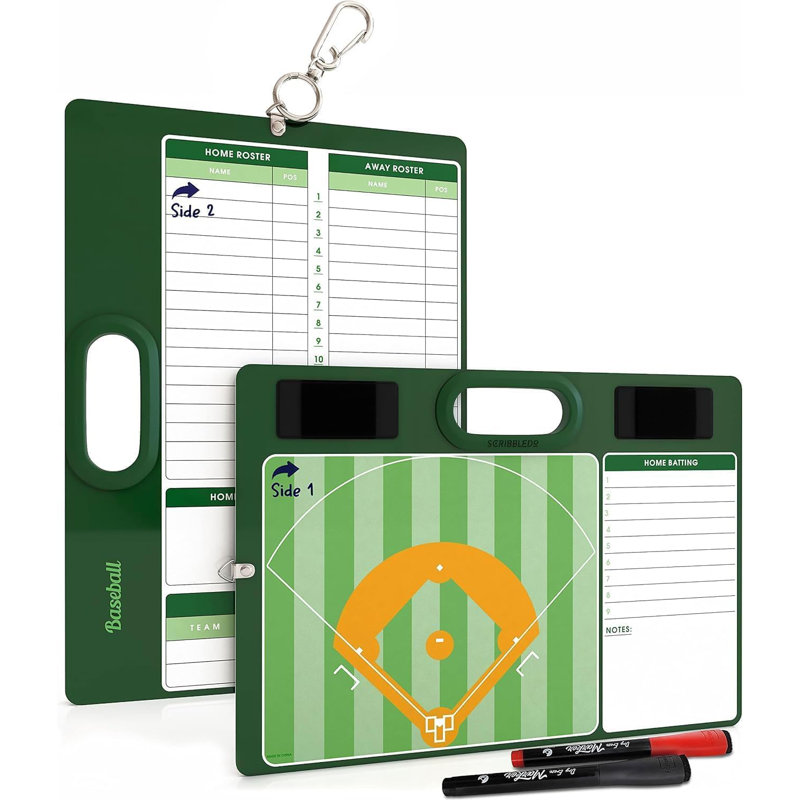 Baseball sec tableau effaçable pour entraîneurs 15 x 10,5 double face