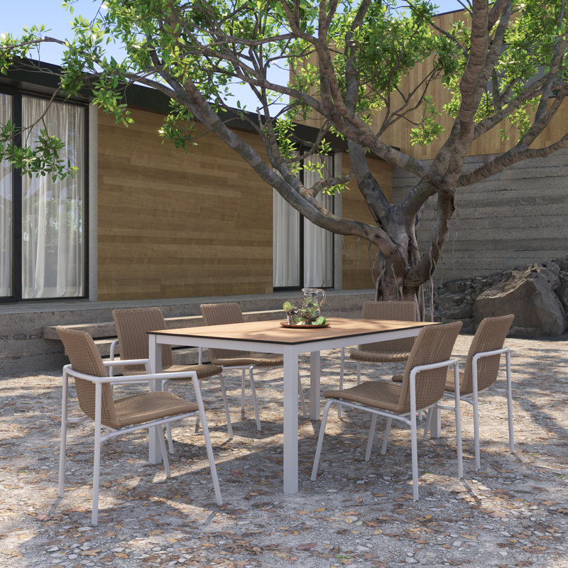 Stacking Patio Dining Side Chair, Sand, Flint