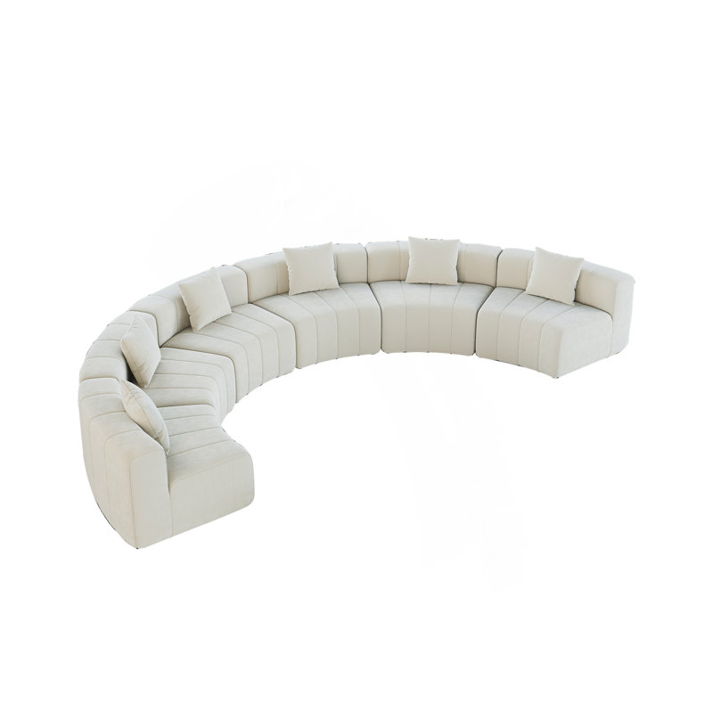 Canapé modulaire courbé modulaire en chenille avec 6 coussins