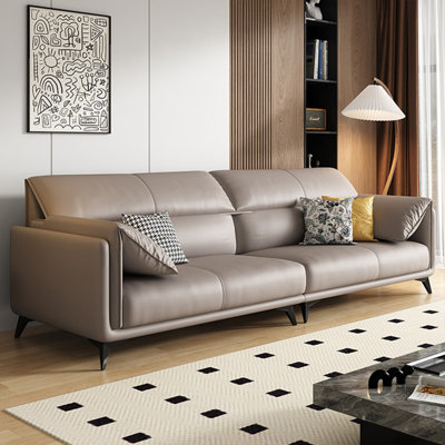 Gray Genuine Leather Modular Sofa cushion couch