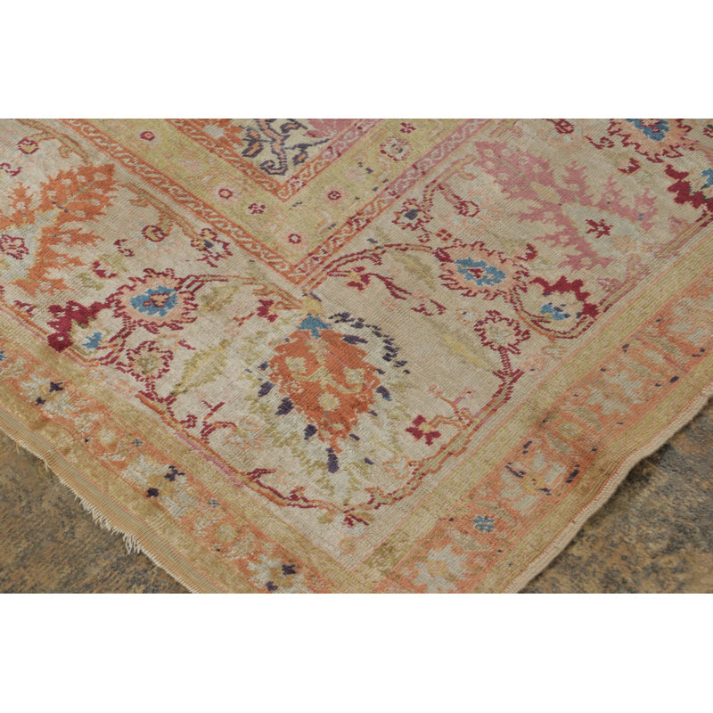 Antique   In Pink With Geometric Medallion & Florals - Rug & Kilim