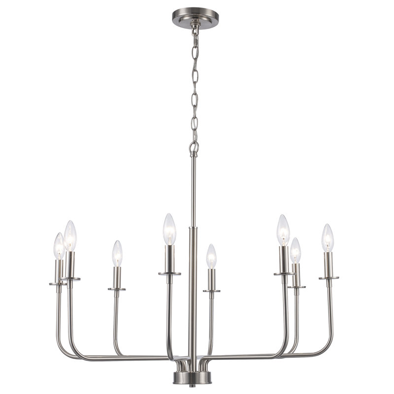 Popem - Light Candle Style Pendant, Brushed Nickel, 90.5" H x 30" W x 30" D, 8