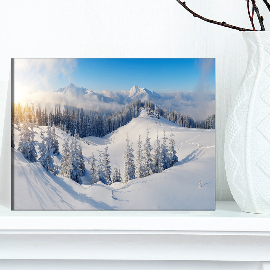 Winter Mountains Panorama Photographic Print on Wrapped Canvas Design Art 
