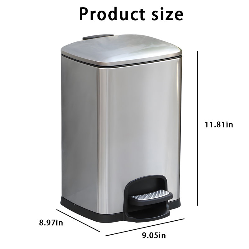 Poubelle ouverte en acier inoxydable 1,09 gallons